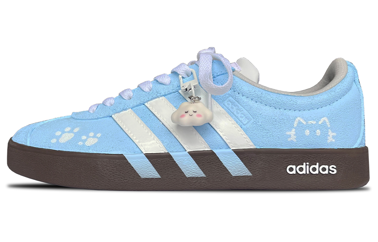 Custom adidas VL Court 2.0 Beach Cat Graffiti Low-Top Sneakers Sky Blue . HQ1802 (Team417 - Beach Cats)