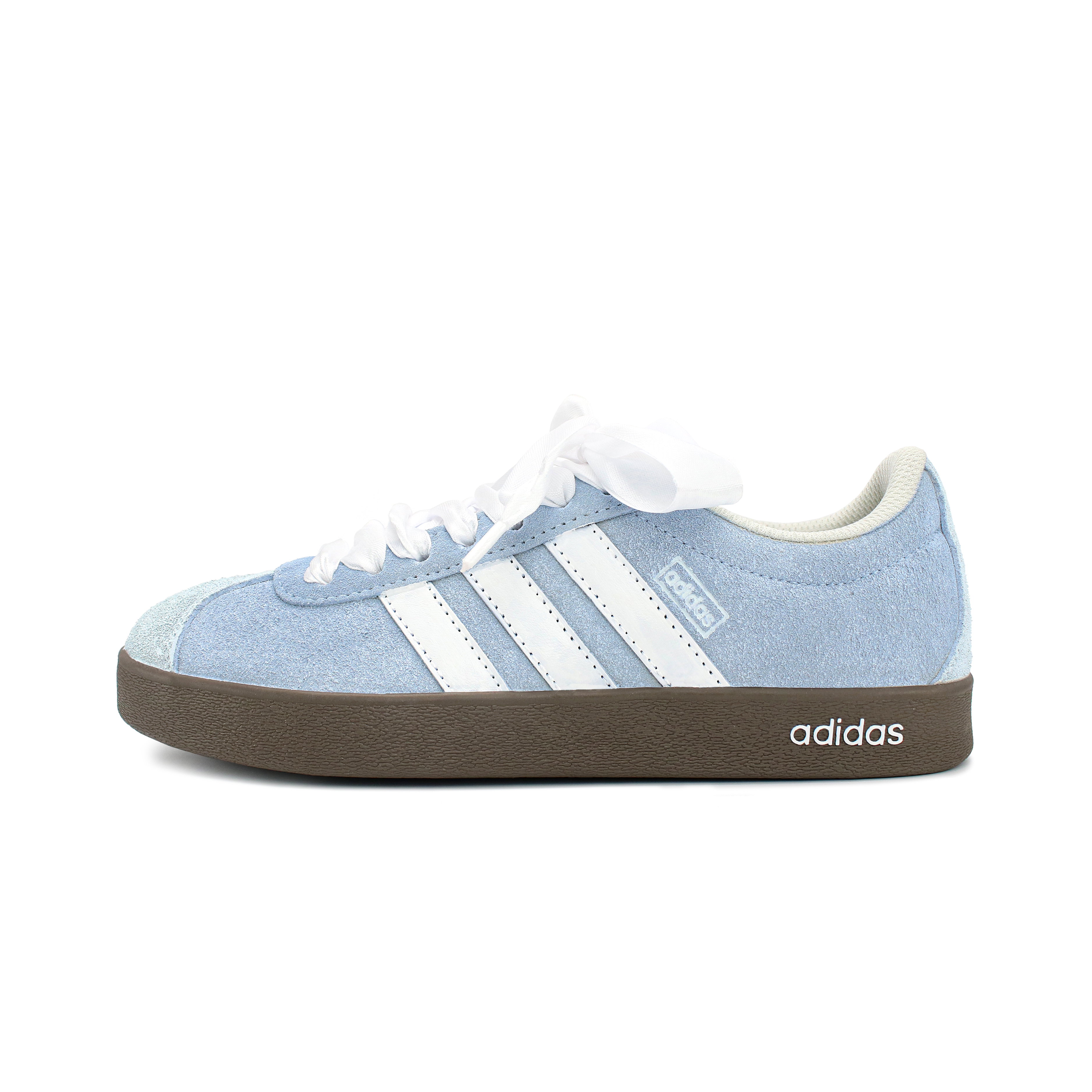 Custom adidas VL Court 2.0 Seaside Ballet Bow White Blue Low-Top Sneakers HQ1802 (Team-134 Seaside Holiday)