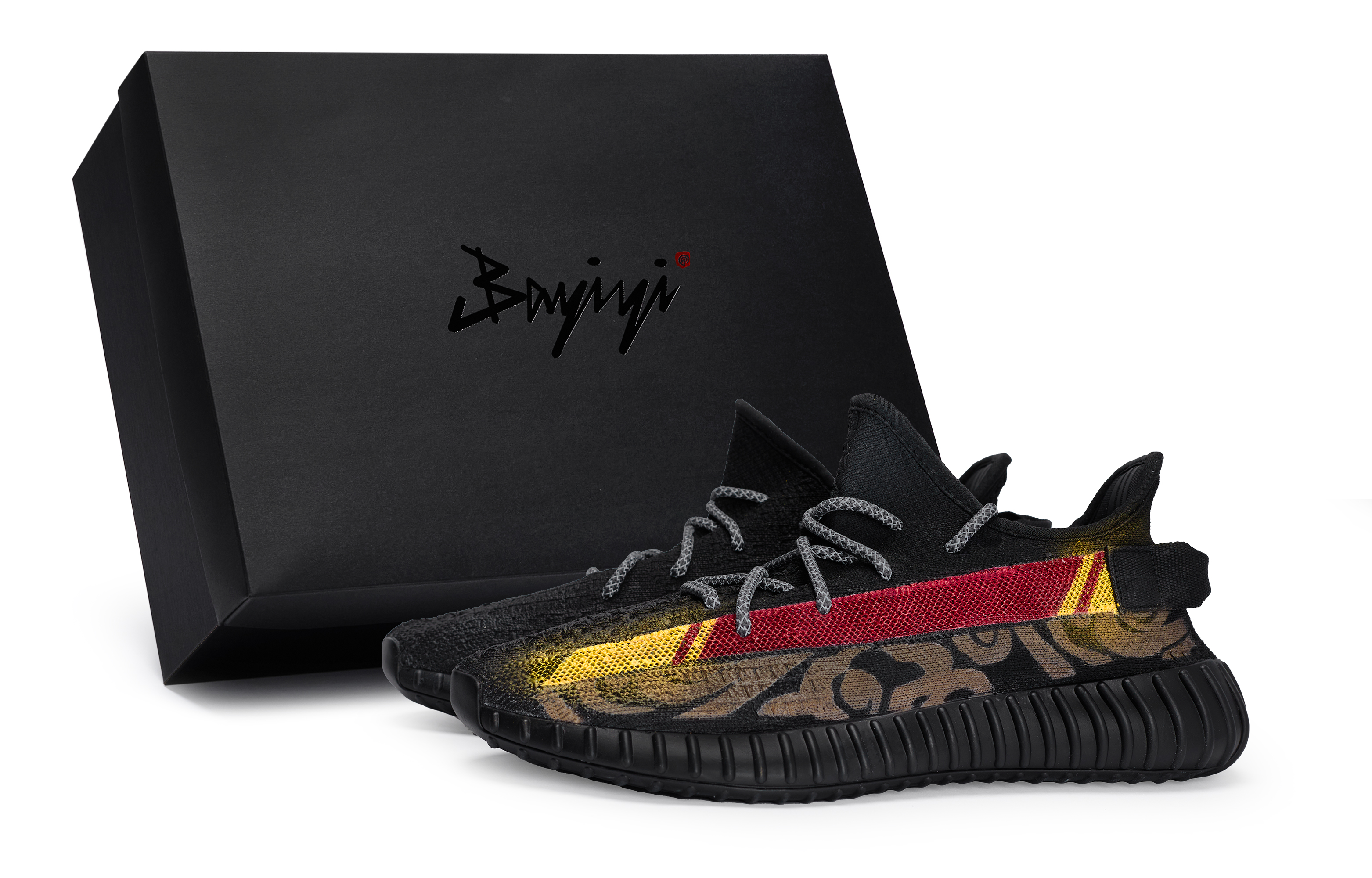 Custom adidas Yeezy Boost 350 V2 "Black Myth Wukong Golden Staff" Black/Red/Brown Shoes HQ4540 (Team80 - Cloud Stepper Shoes S-BOX)