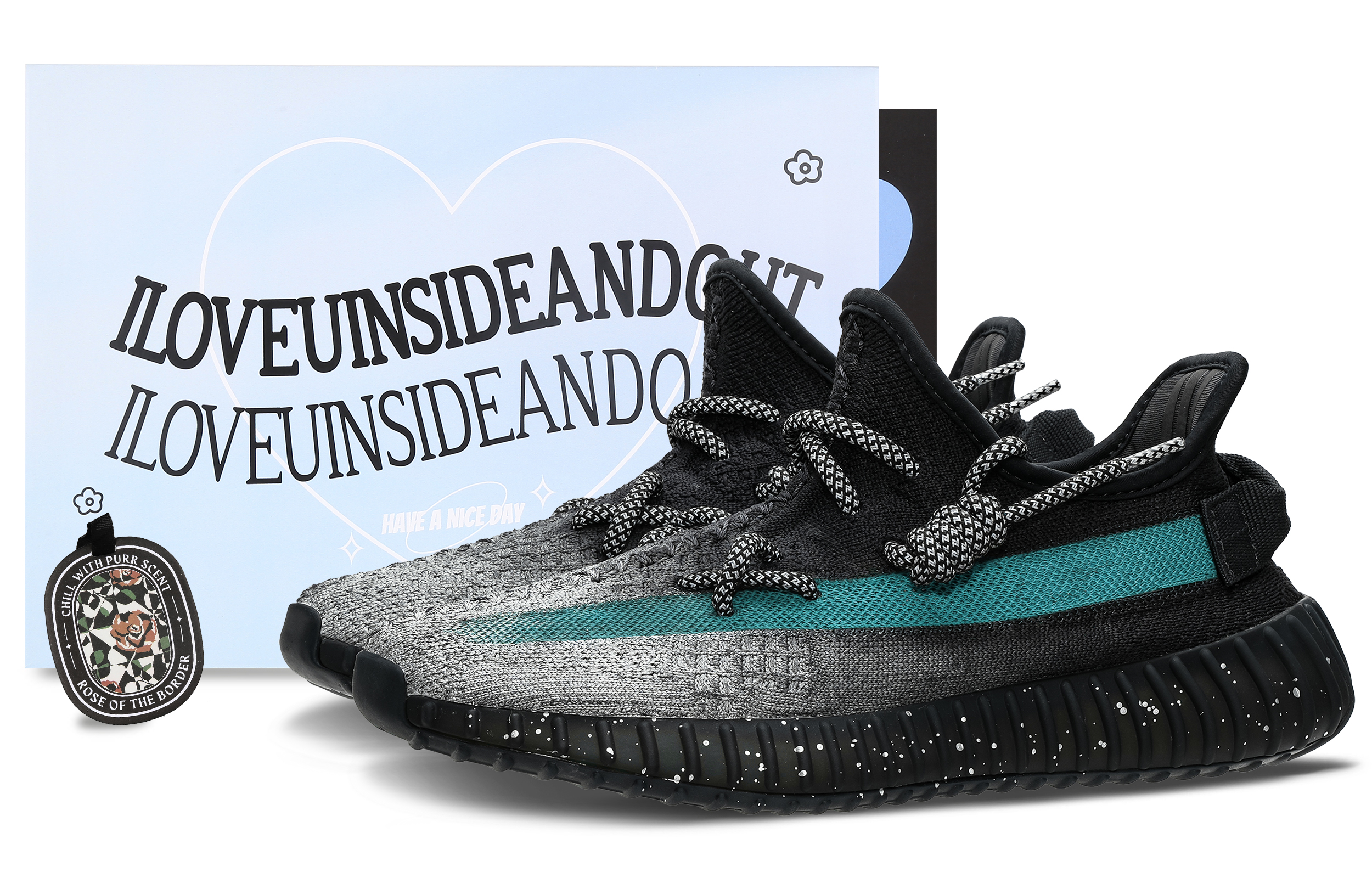Custom adidas Yeezy Boost 350 V2 Blue Gradient Splash Low-Top Sneakers HQ4540 (Team62 - Blue Astray)