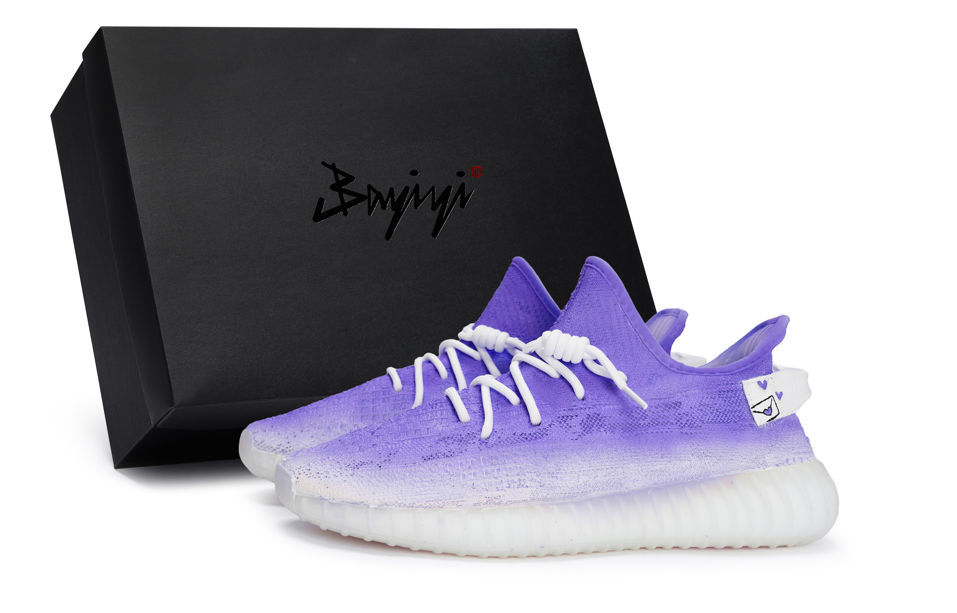 Custom adidas Yeezy Boost 350 V2 Blue Purple Summer Edition Casual Shoes. HQ6316 (Team80- Blue-Purple "Can't Be Without You" Berry S-BOX)