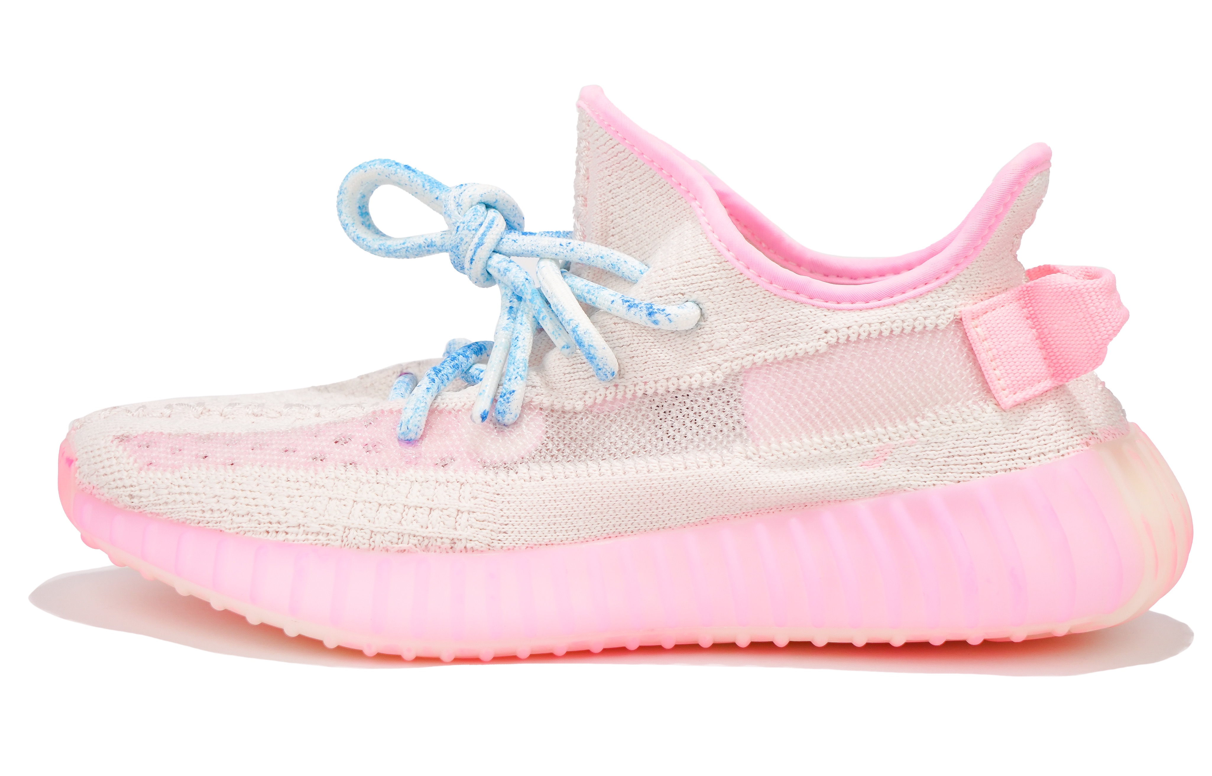 Custom adidas Yeezy Boost 350 V2 Ice Cream Tie-Dye Pastel Summer Cloud Low Shoes. HQ6316 (Team 7 - Pink Cloud Design)