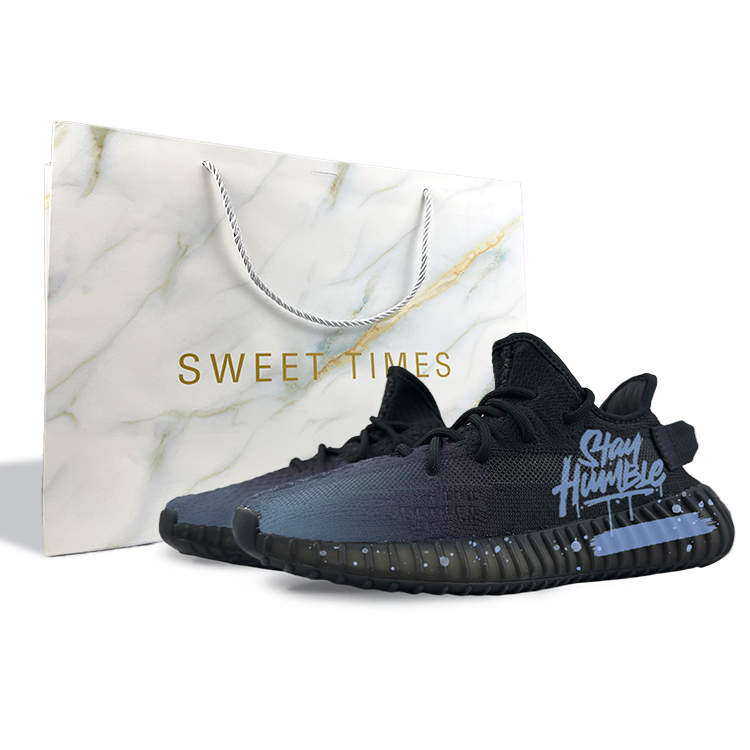 Custom adidas Yeezy Boost 350 V2 Polar Night Onyx Humble Blue Casual Shoes HQ4540 (Team478 - Polar Night S-BOX)