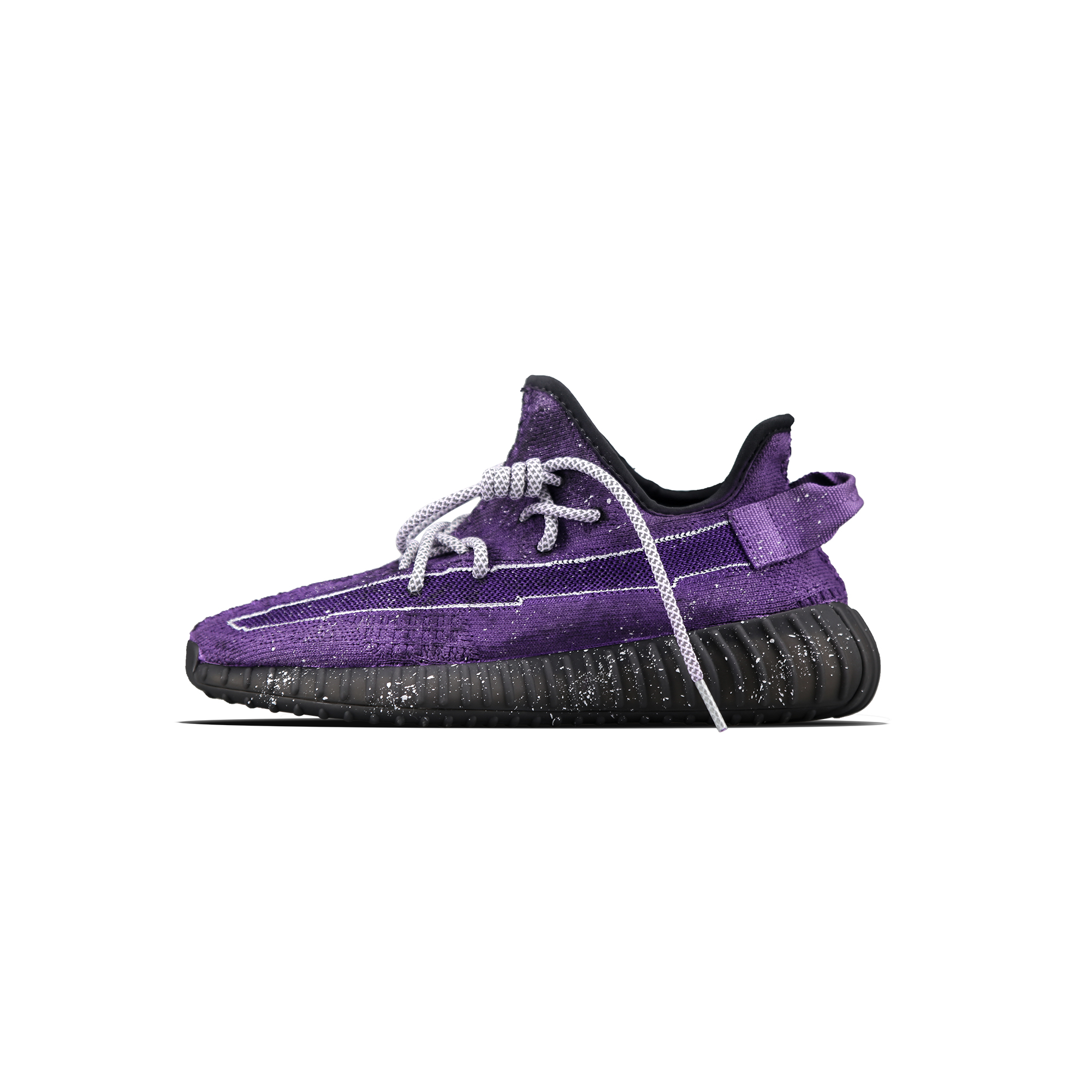 Custom adidas Yeezy Boost 350 V2 Static Reflective Black Purple Casual Shoes HQ4540 (Team81 - Purple Lobster Sneakers)