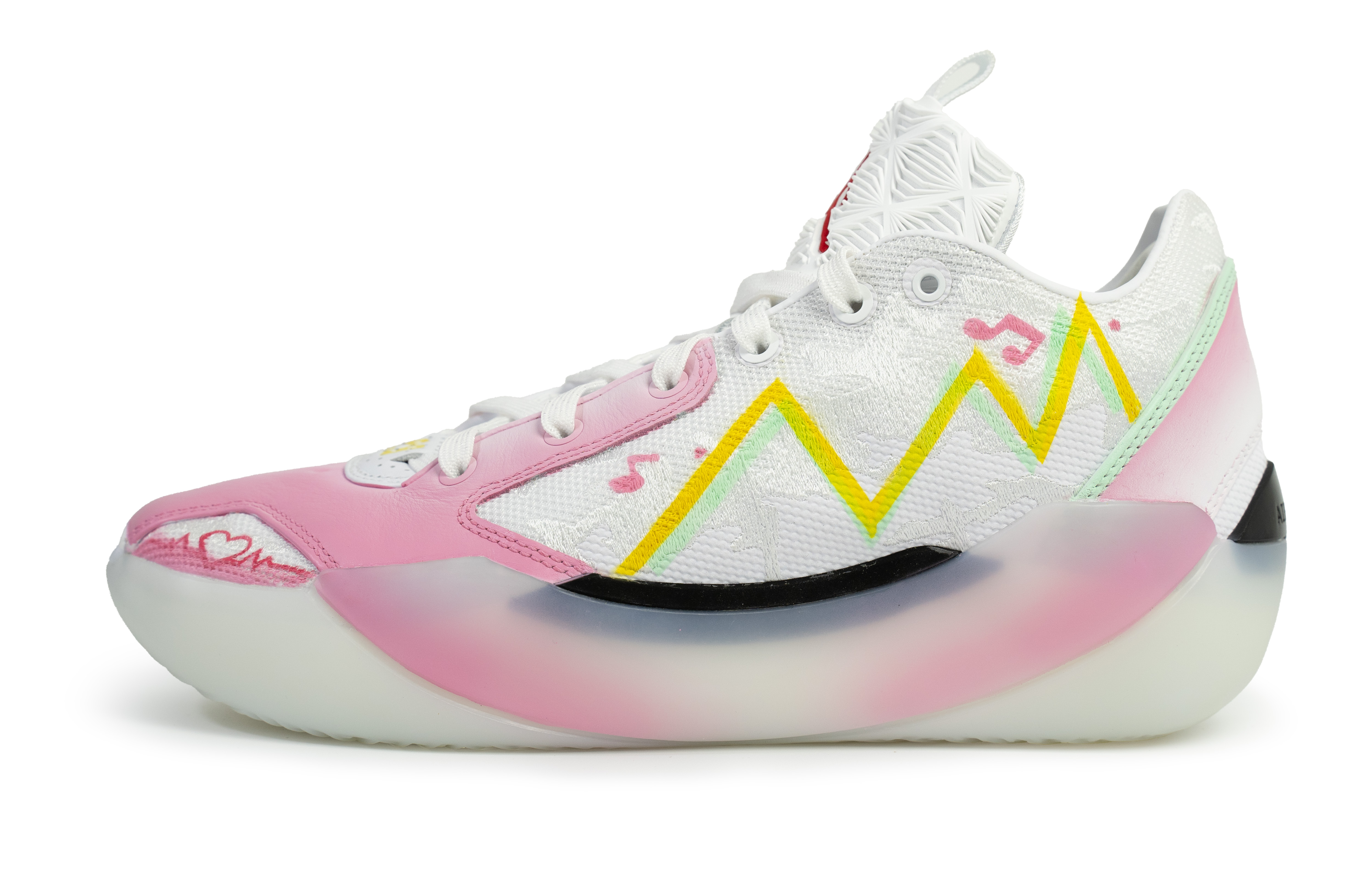 Custom Air Jordan 39 "Heart Melody" Washable Pink/White Low-Top Basketball Shoes. FQ0214-106 (Team258 - Heartbeat Melody)
