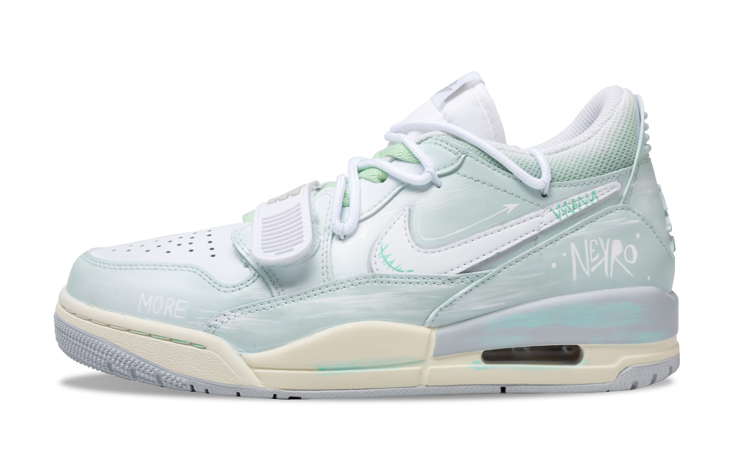 Custom Air Jordan Legacy 312 White Green Gradient Retro Low Basketball Shoes. HJ9199-111 (Team244-Sui Ei Seifu)