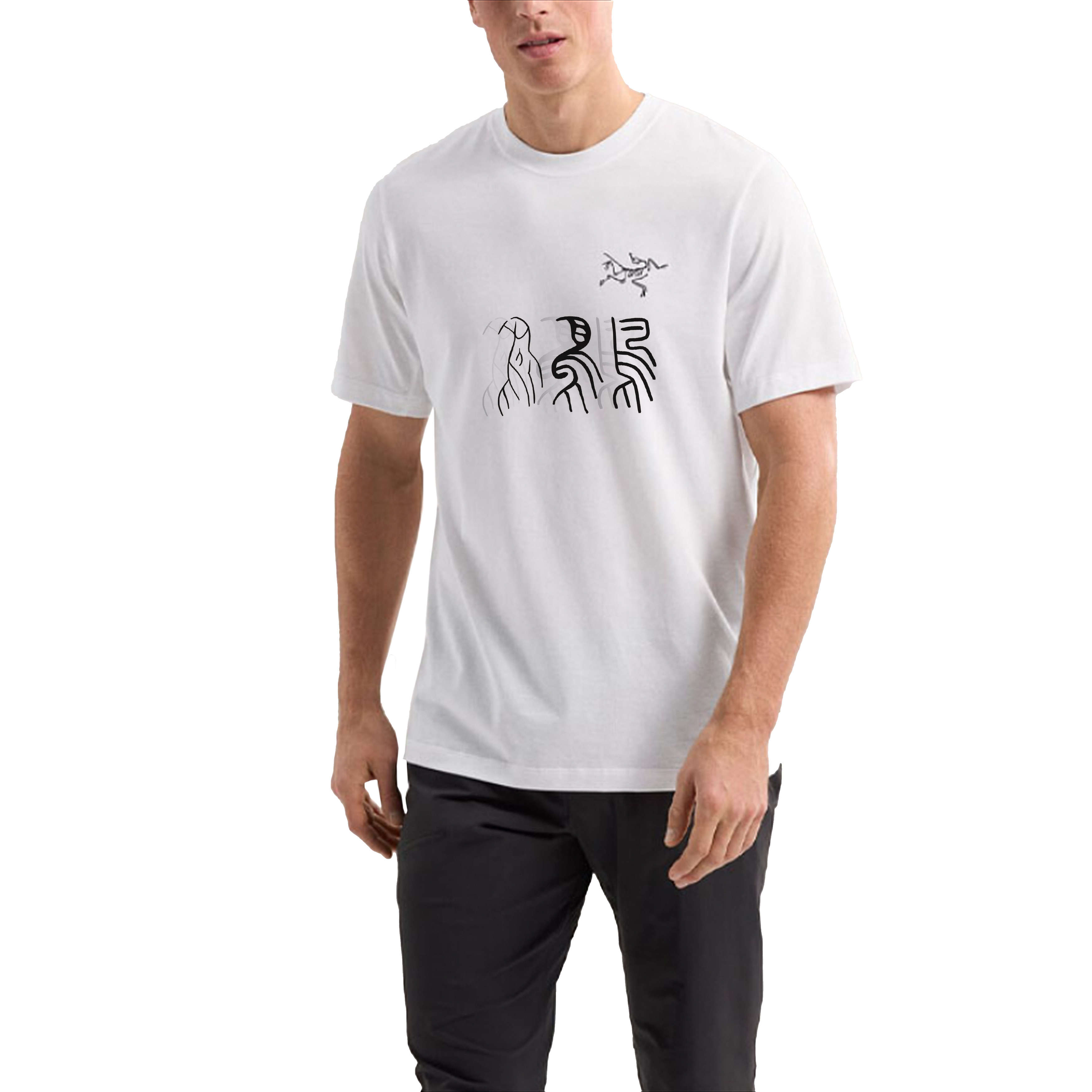 Details for Custom Arcteryx Evolution T-Shirt, Retro Print Logo Unisex Crewneck Tee Black/White. X000007747(Group116