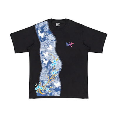 Custom Arcteryx Fantasy Blue Butterfly Embroidered Loose Fit T-Shirt Black Unisex. X000008464(Group223