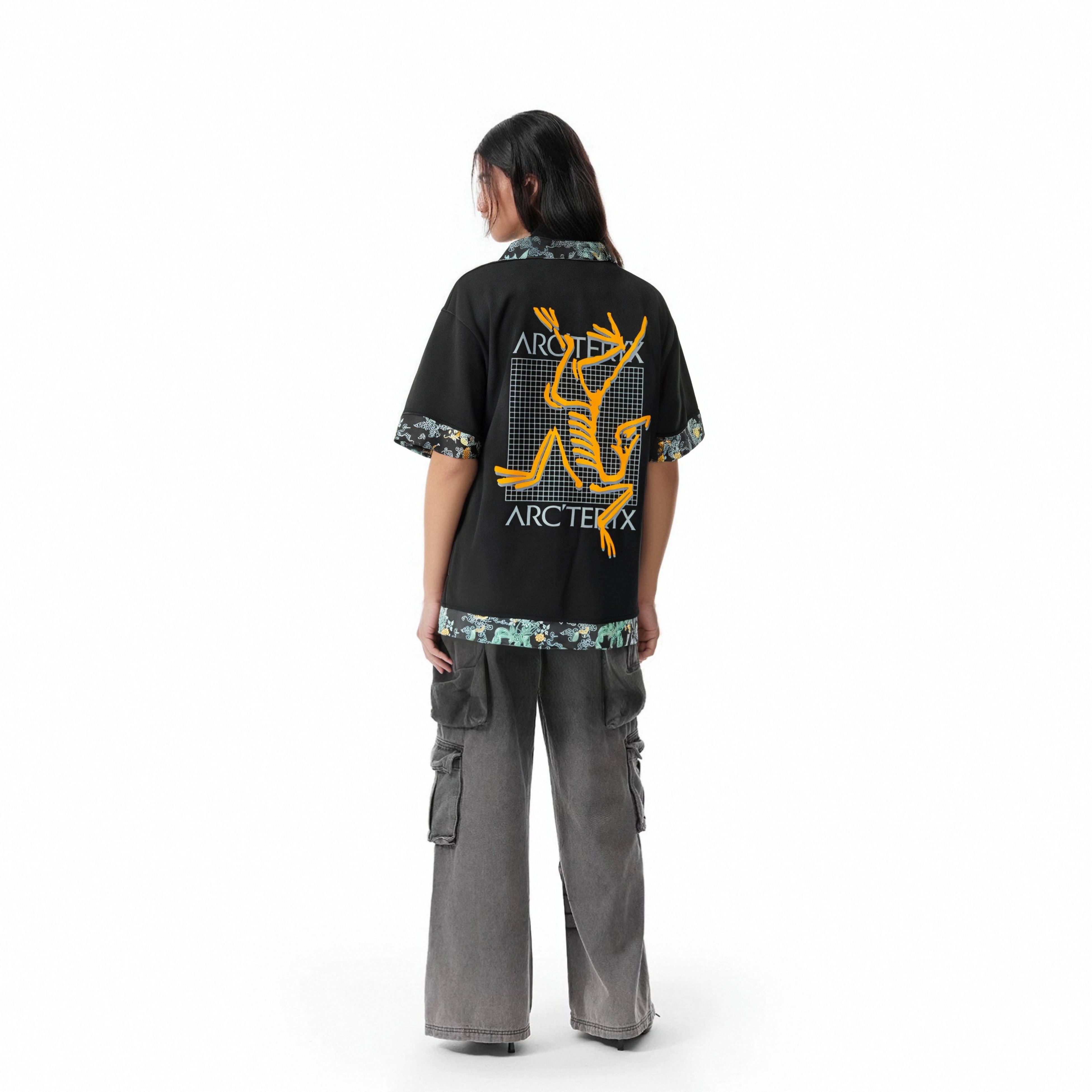 Shop Custom Arcteryx Fantasy Chinese Embroidery Logo Unisex Black Short Sleeve T-Shirt X000007747(Group223-