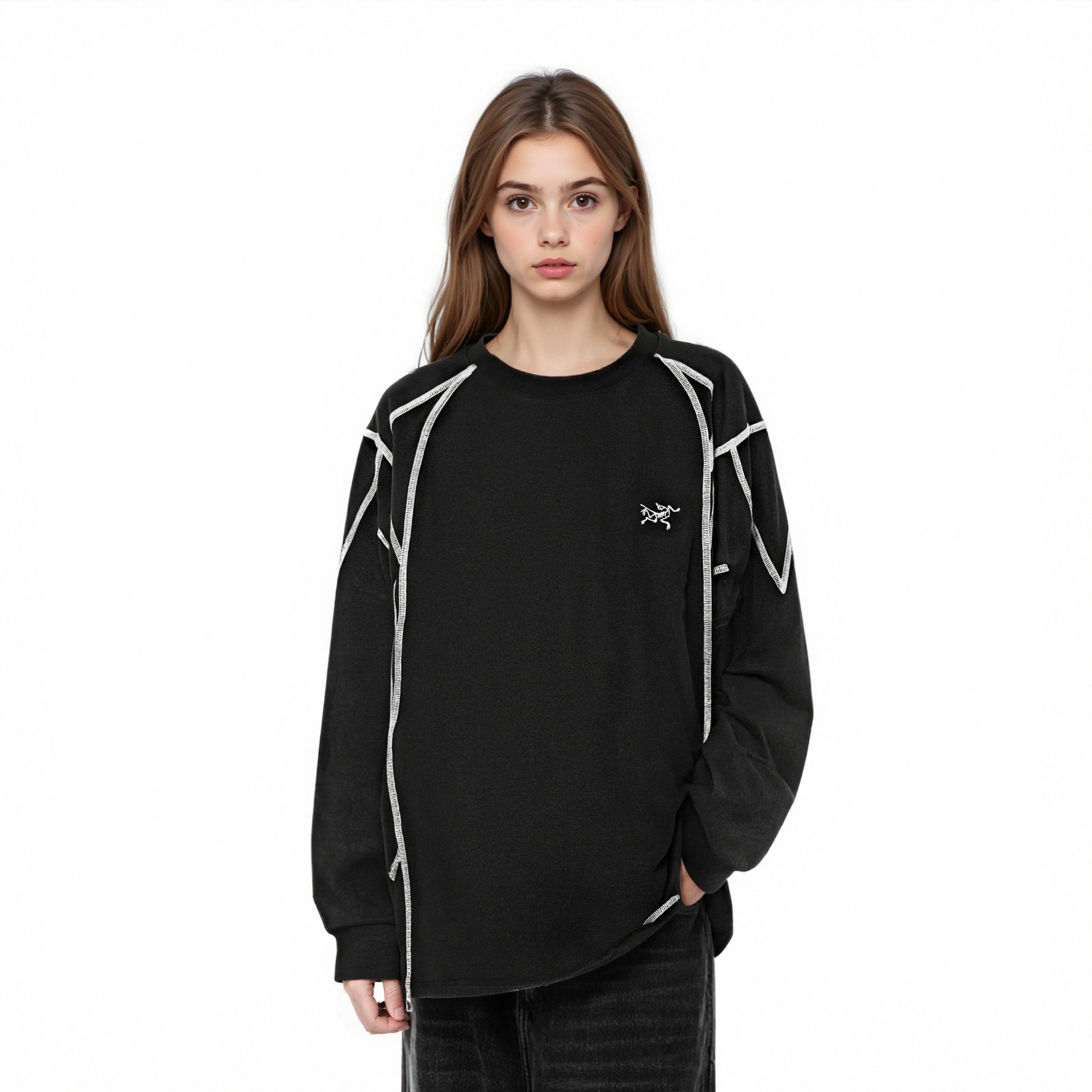 Details for Custom Arcteryx KRAGG Unisex Black Crewneck Long Sleeve Tee Casual Wear. X000009536(Group223