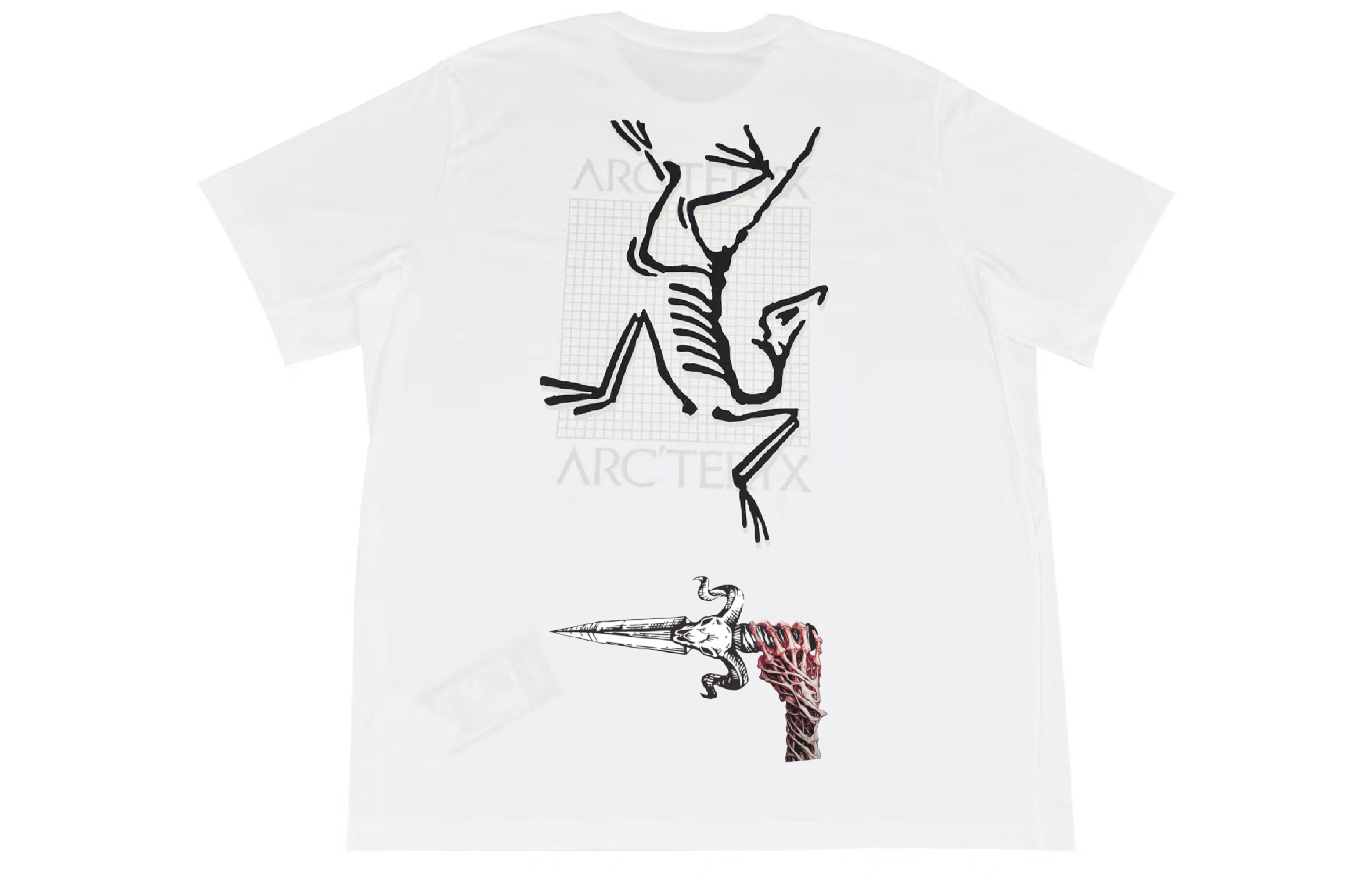 Custom Arcteryx Multi Bird Logo Graphic Tee White Unisex Retro Style T-Shirt. X000007747(Group16-z）
