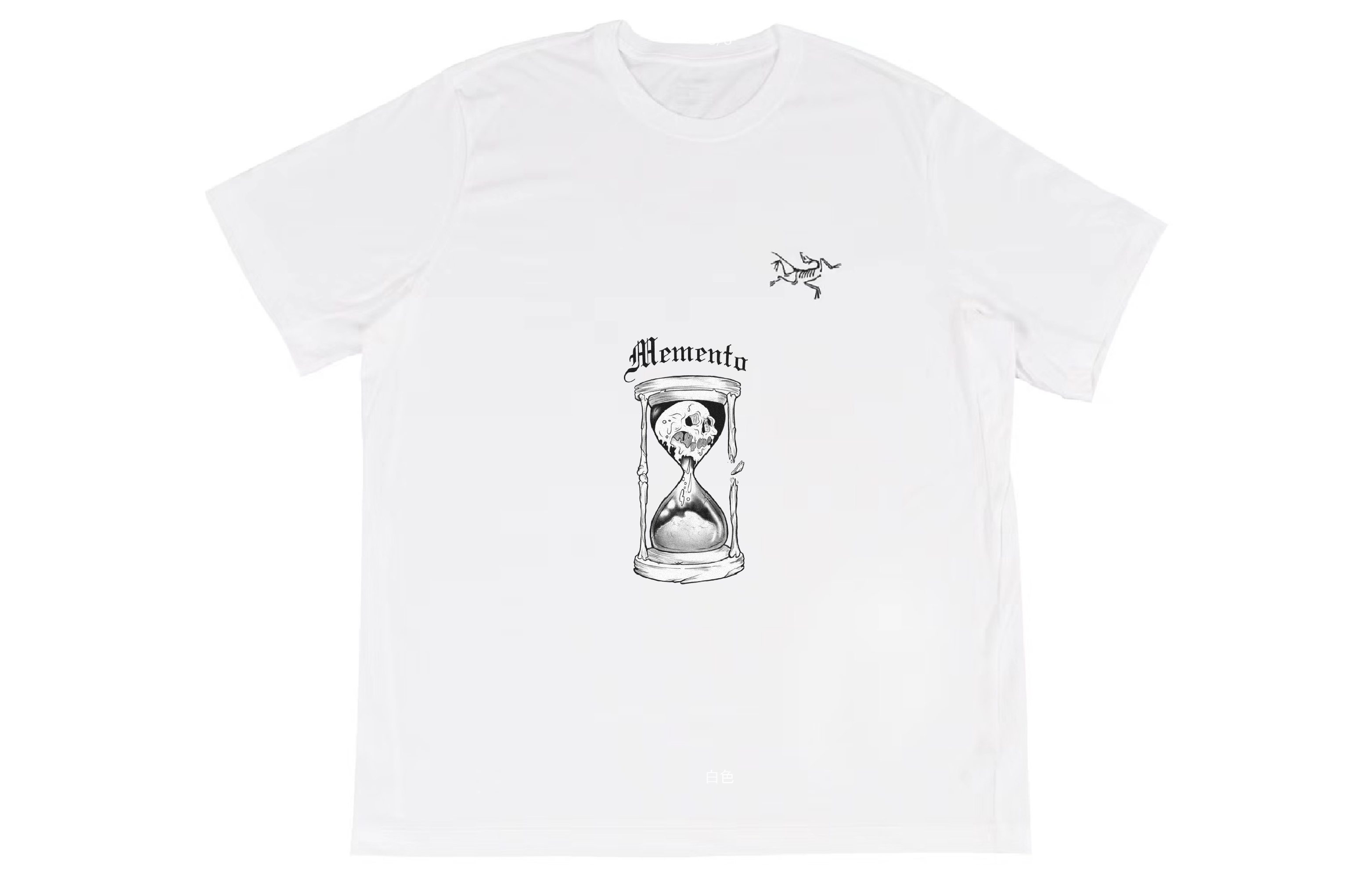 Custom Arcteryx Multi Bird Logo Skull Hourglass Graphic Vintage Unisex White Tee X000007747(Group16-）