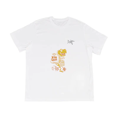 Custom Arcteryx Multi Bird Logo Yellow Skull Back Print Retro White Unisex T-Shirt. X000007747(Group16-)
