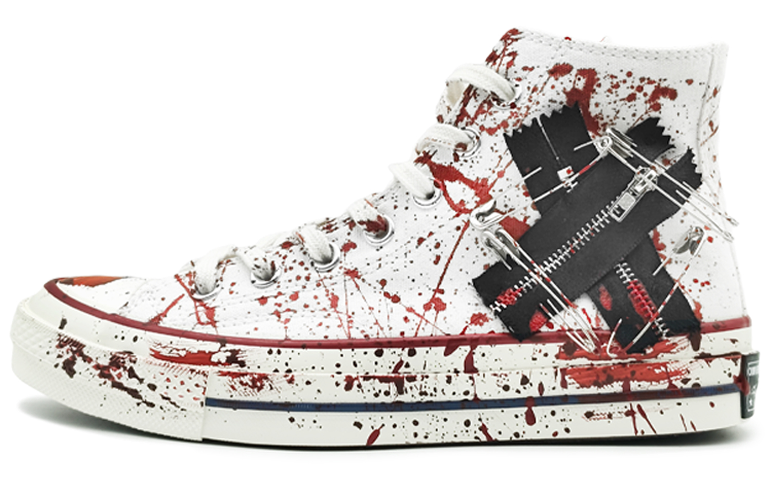 Custom Converse 1970s Chuck Taylor Eight% Bloody Mary Splatter High-Top White/Red. 162056C (Team131 - Bloody Mary)