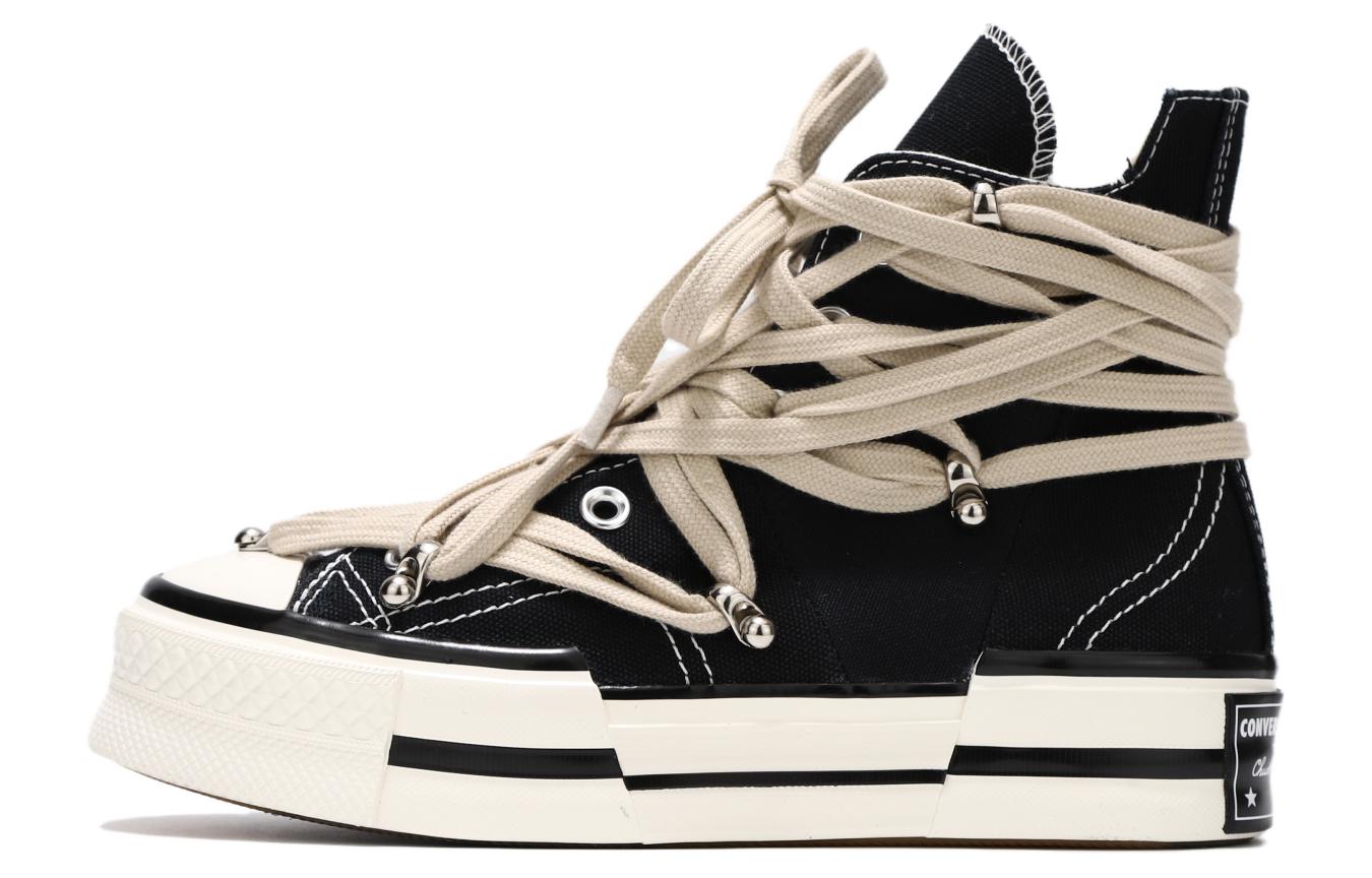 Custom Converse 1970s Chuck Taylor High-Top Deconstructed Black White Sneakers.