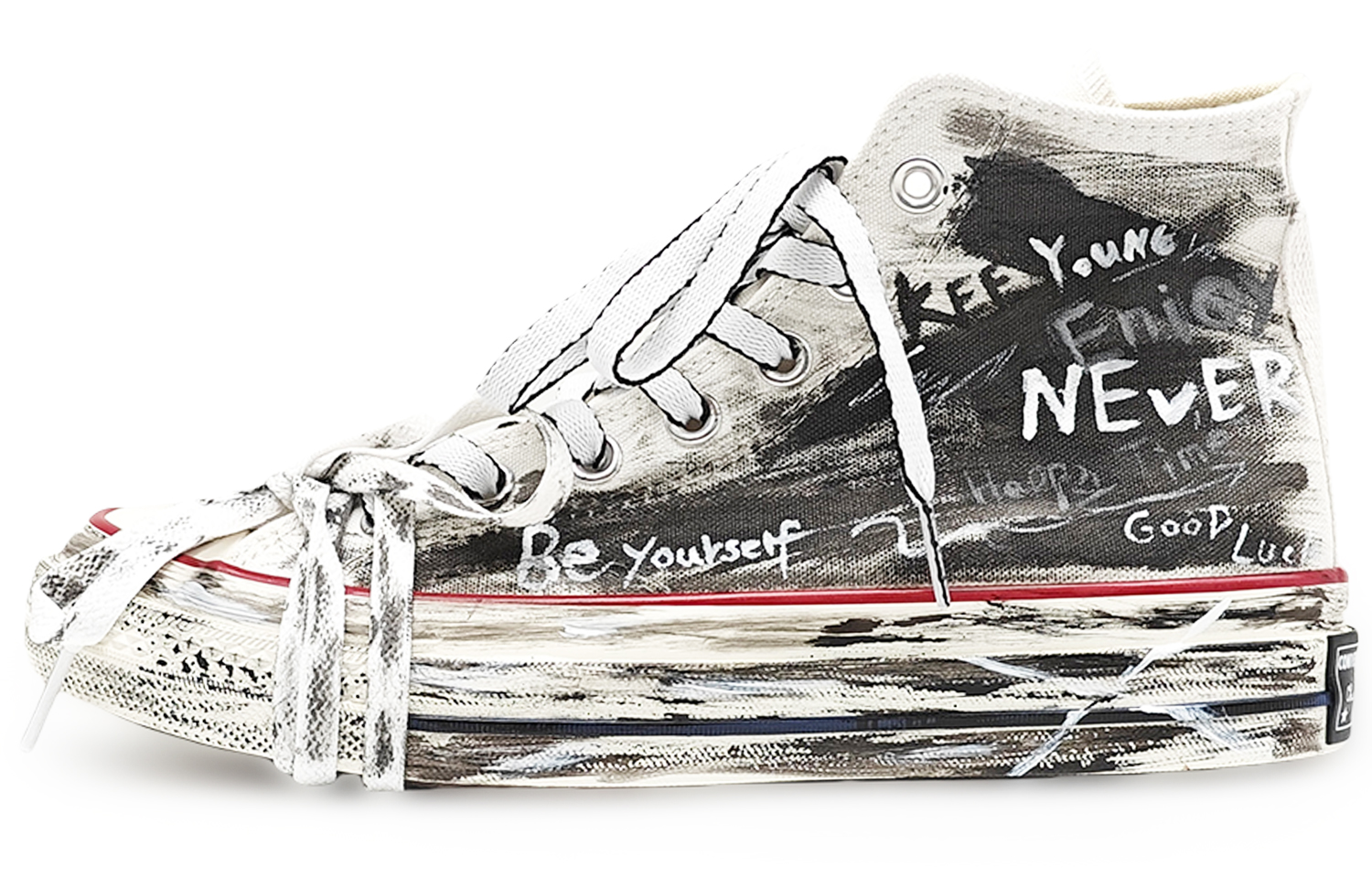 Custom Converse Chuck 70 High Top Hand-Painted Graffiti Canvas Shoes Black/White 162056C (Team131 - Street Art 1)