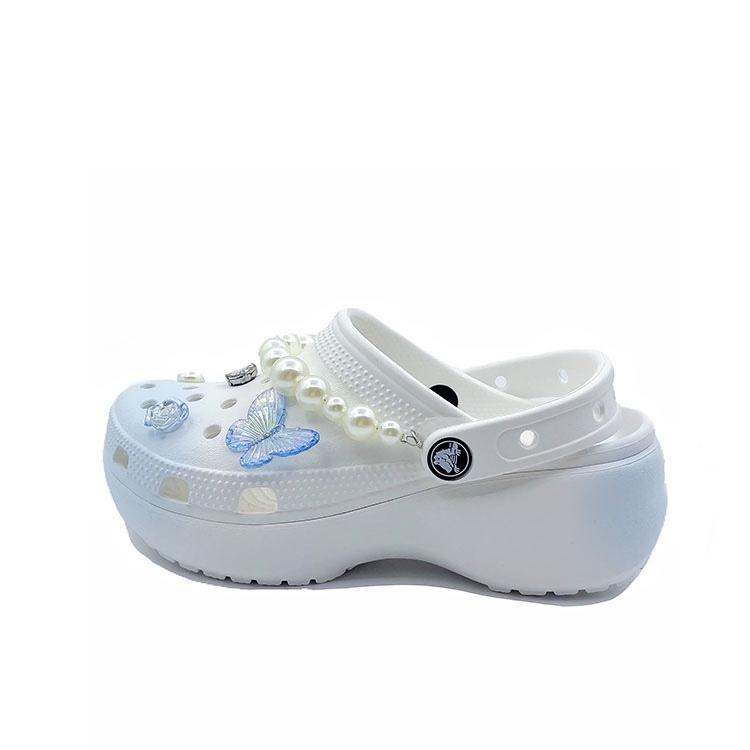 Custom Crocs Baya Platform Clog Butterfly Dream White/Blue Beach EVA Sandals . 206750-100 (Team - Dream of the Butterfly Love Flower)