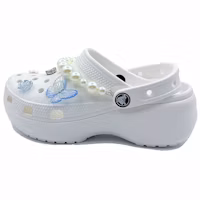 Custom Crocs Baya Platform Clog Butterfly Floral White Beach Sandals. 206750-100 (Team - Butterfly Love Flower) Custom Crocs Baya Platform Clog Butterfly Floral White Beach Sandals. 206750-100 (Team - Butterfly Love Flower)