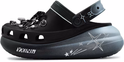 Custom Crocs Classic Crush Star-Made Black Silver Clogs Punk Rock Style 207521-001 (Team186 - Summon Stars) Custom Crocs Classic Crush Star-Made Black Silver Clogs Punk Rock Style 207521-001 (Team186 - Summon Stars)