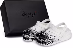 Custom Crocs Crush Clog Black White Distressed Ink Design Clogs. 207521-100 (Team80 - Seamless Men & Women Live Show S-BOX) Custom Crocs Crush Clog Black White Distressed Ink Design Clogs. 207521-100 (Team80 - Seamless Men & Women Live Show S-BOX)