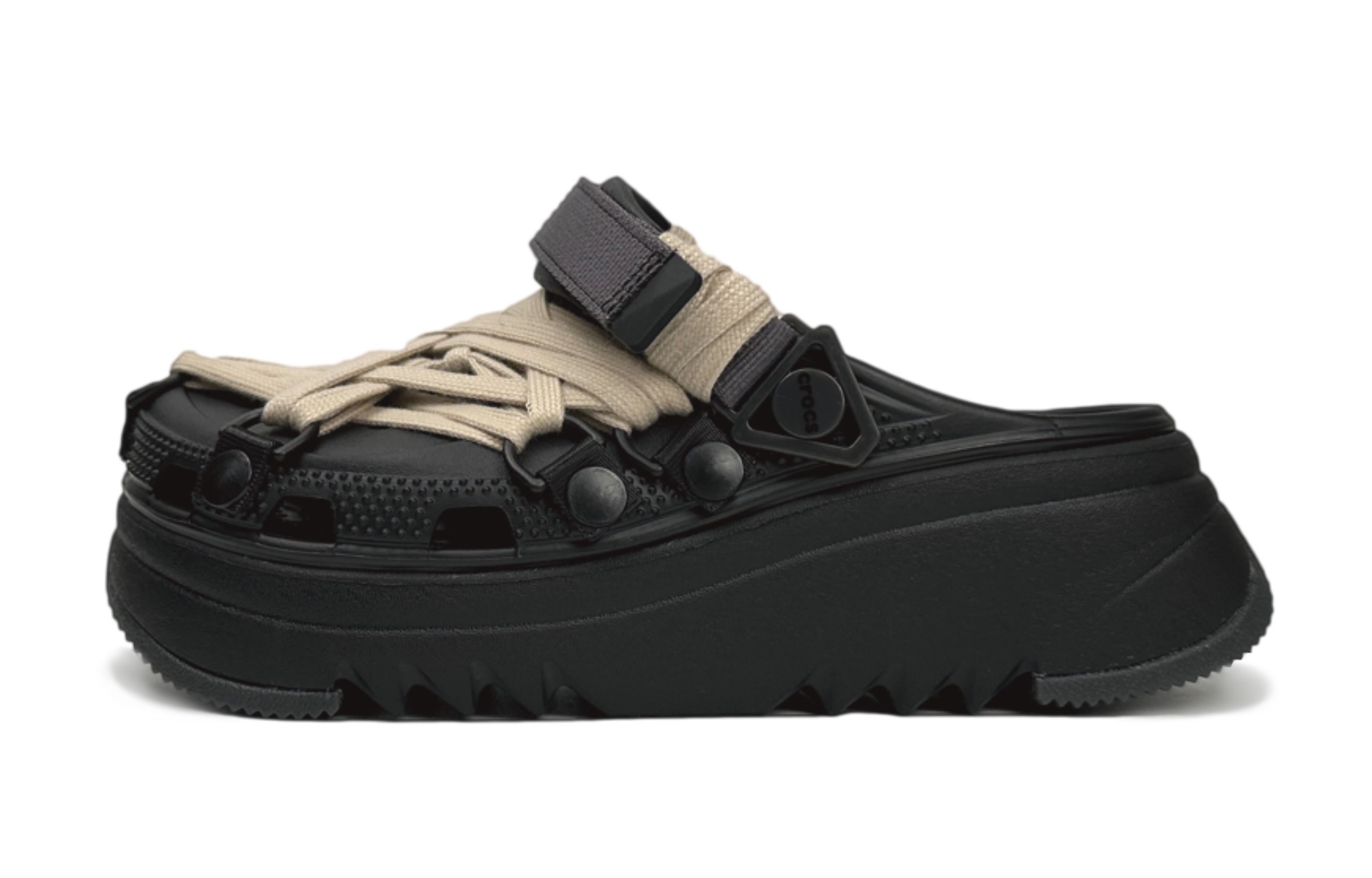 Custom Crocs Hiker Xscape Hexagram Strap Classic Casual Clogs Black 208365-001 (Team87-Hexagram Strap Black)