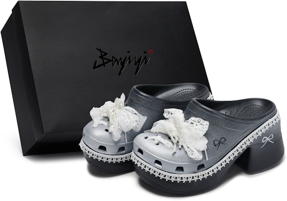 Custom Crocs Siren Clog Swan Lace Bow Ballet Gift Box Clogs Black/White/Silver 208547-001 (Team80 Little Swan S-BOX) Buy Custom Crocs Siren Clog Swan Lace Bow Ballet Gift Box Clogs Black/White/Silver 208547-001 (Team80 Little Swan S-BOX)