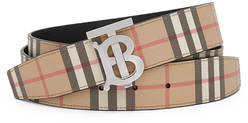 Custom Engravable Burberry Vintage Check TB Monogram Belt Beige for Men 3.5cm 80219571 Order Custom Engravable Burberry Vintage Check TB Monogram Belt Beige for Men 3.5cm 80219571