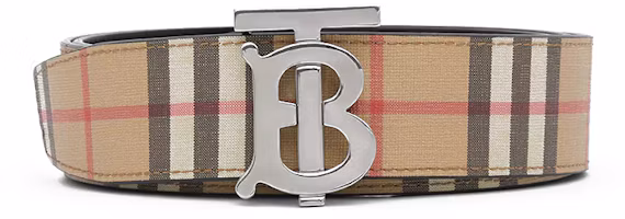 Lookbook 可定製雕刻Burberry經典格紋TB單寧腰帶米色男款3.5cm 80219571