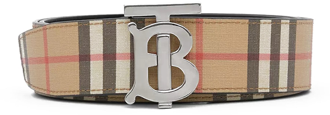 Custom Engravable Burberry Vintage Check TB Monogram Belt Beige for Men 3.5cm 80219571 Lookbook Custom Engravable Burberry Vintage Check TB Monogram Belt Beige for Men 3.5cm 80219571