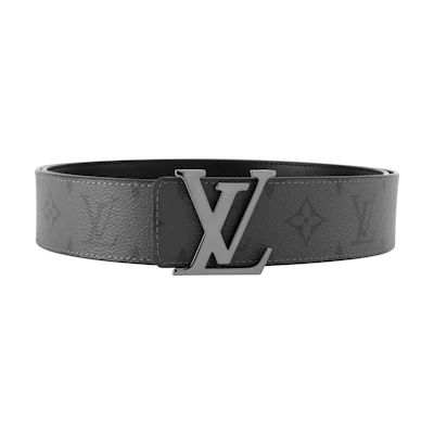 Custom Engraved Louis Vuitton Monogram Reversible Canvas Belt Black/Grey 4cm M0285