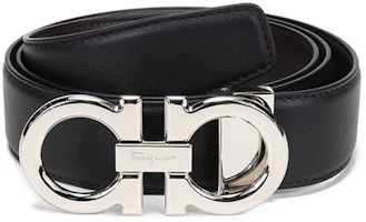 Custom Engraving FERRAGAMO Reversible Silver Buckle Leather Belt Brown/Black 679710-0686671 Custom Engraving FERRAGAMO Reversible Silver Buckle Leather Belt Brown/Black 679710-0686671