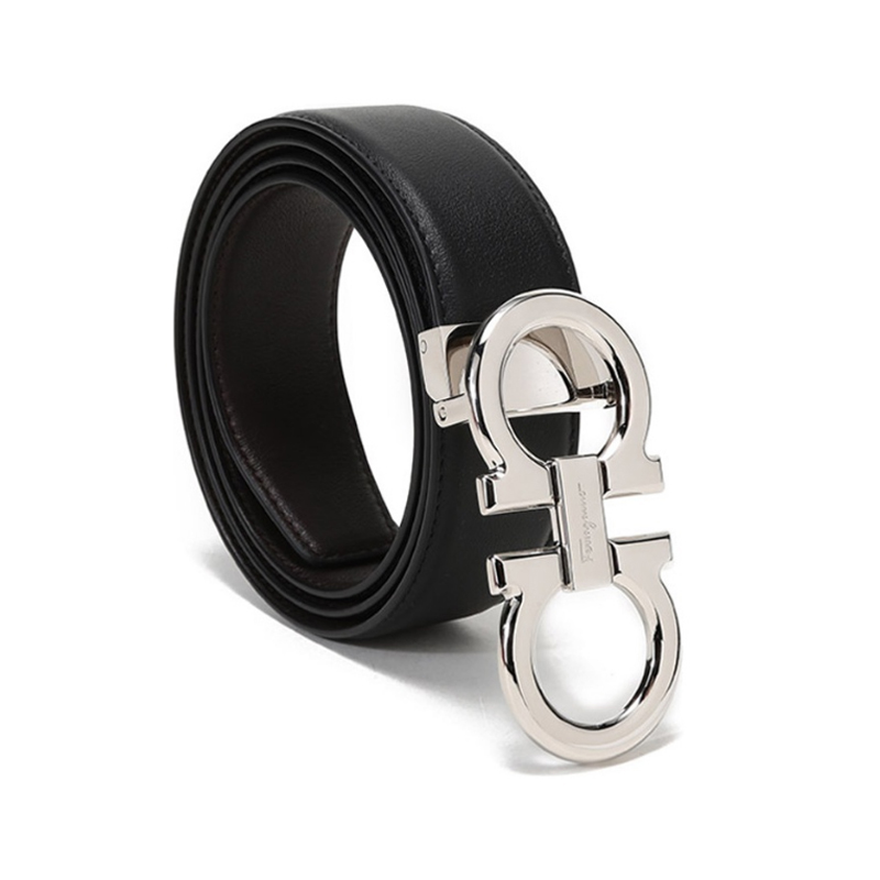 Purchase Tali Pinggang Kulit FERRAGAMO Buckle Perak Boleh Balik Ukiran Custom Coklat/Hitam 679710-0686671