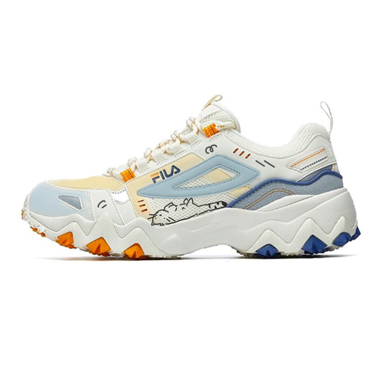 Custom FILA Oakmont Retro Sneakers Men Yellow/White/Blue Lightweight Breathable F52M332185BSW (TEAM352 - Men's Relaxed Cat T-Shirt)