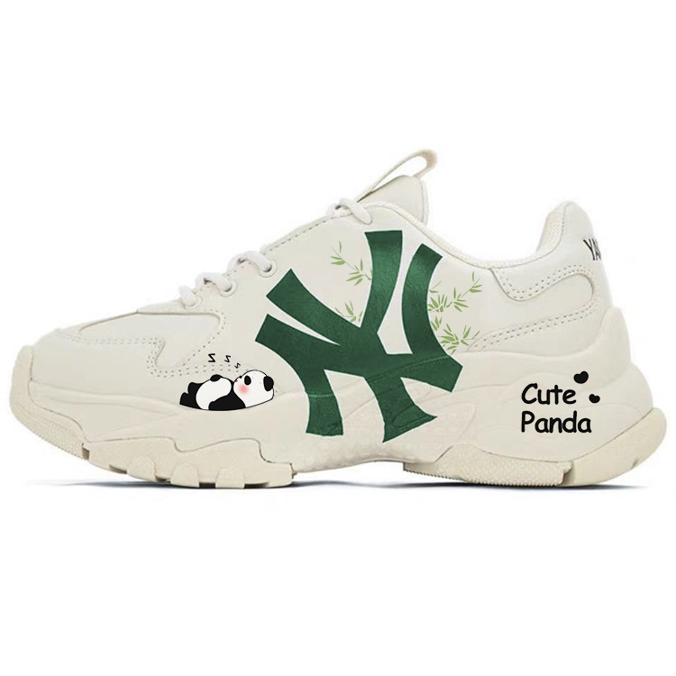 Custom MLB Big Ball Chunky Panda Sneakers Low-Top Beige Green . 32SHC1011-50B (Team56 - Cute Panda)