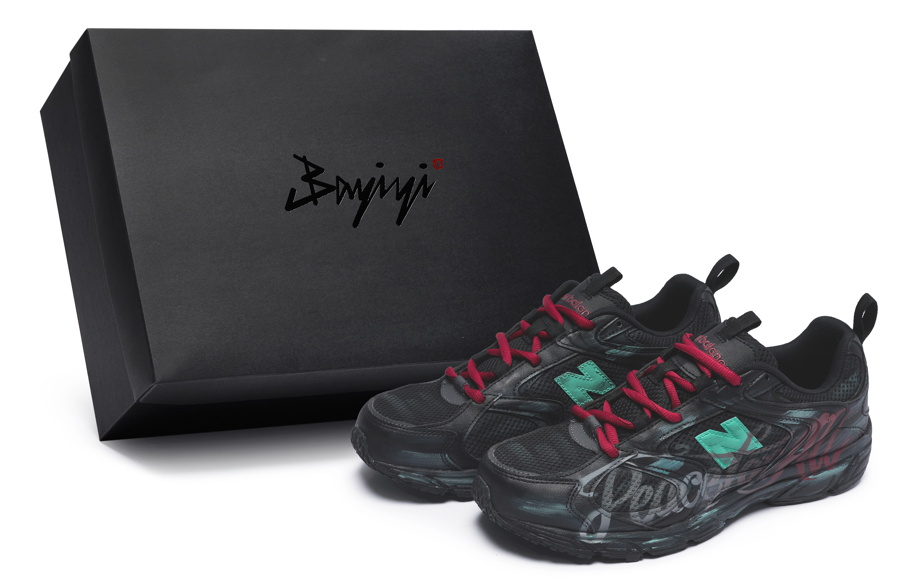 Custom New Balance 408 Peace Voice Black/Green/Red Breathable Running Shoes ML408K (Team80- Peace Voice S-BOX)
