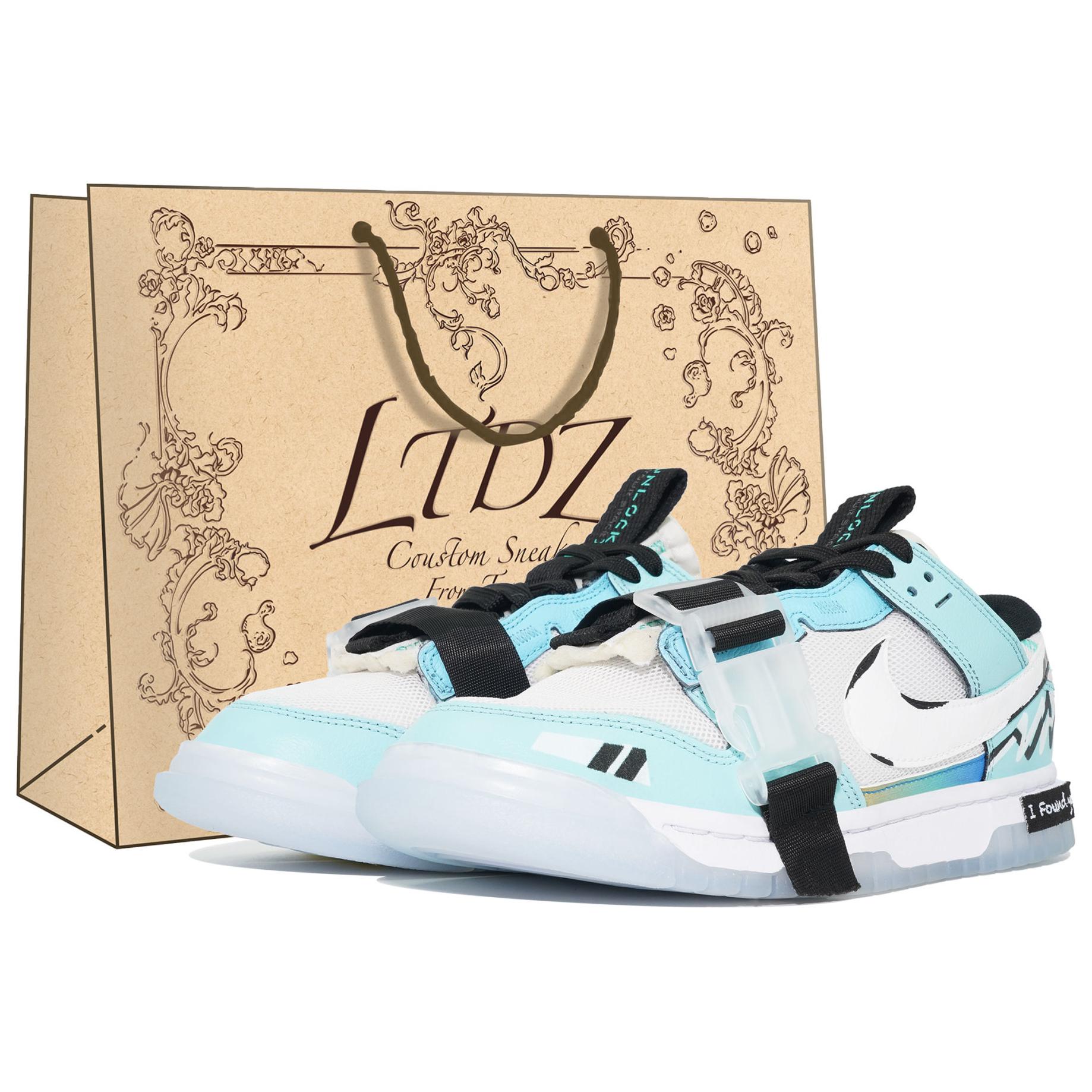 Custom Nike Air Dunk Jumbo Remastered LTDZ Ice Blue Low-Top Sneakers FJ7067-114 (Team113-Polar Ice S-BOX)