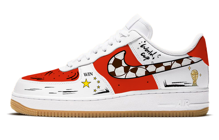Buy Custom Nike Air Force 1 2024 Qatar World Cup China Low-Top Sneakers White Red DJ2739-100(TEAM56-CHINA)