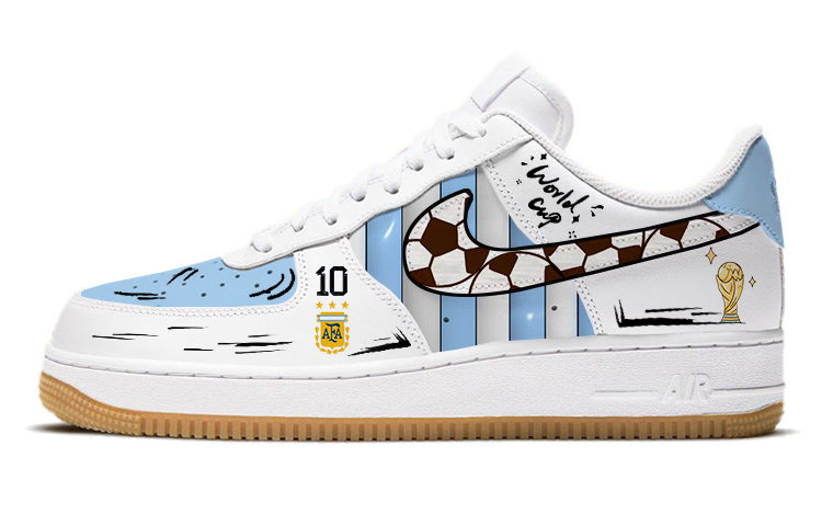 Custom Nike Air Force 1 Argentina Qatar World Cup Low White Blue Sneakers DJ2739-100(TEAM56-FIFAWORLDCUP)