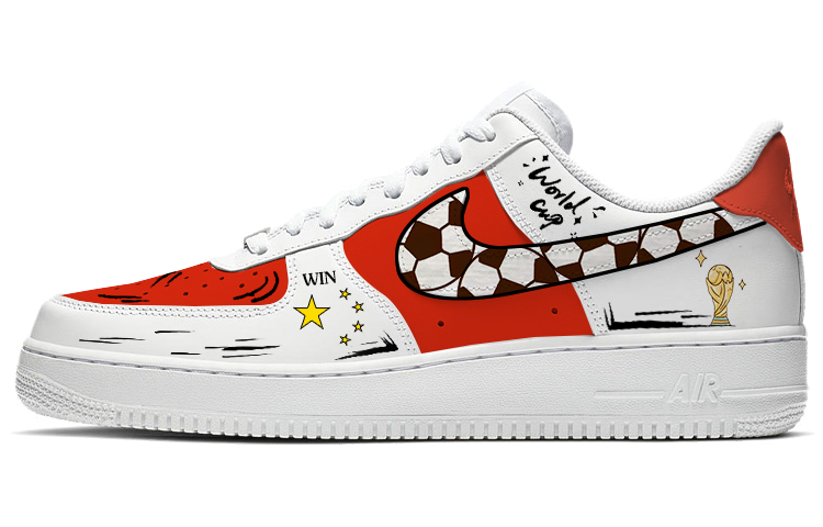 Custom Nike Air Force 1 Qatar World Cup 2024 China White/Red Low-Top Sneakers CW2288-111(TEAM56-CHINA)