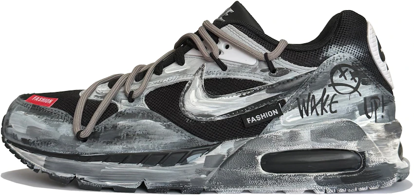 Nike Air Max Correlate Hitam Kelabu Graffiti Kasual Rendah Sneakers Custom. 511416-011 (TeamK-wake) Buy Nike Air Max Correlate Hitam Kelabu Graffiti Kasual Rendah Sneakers Custom. 511416-011 (TeamK-wake)
