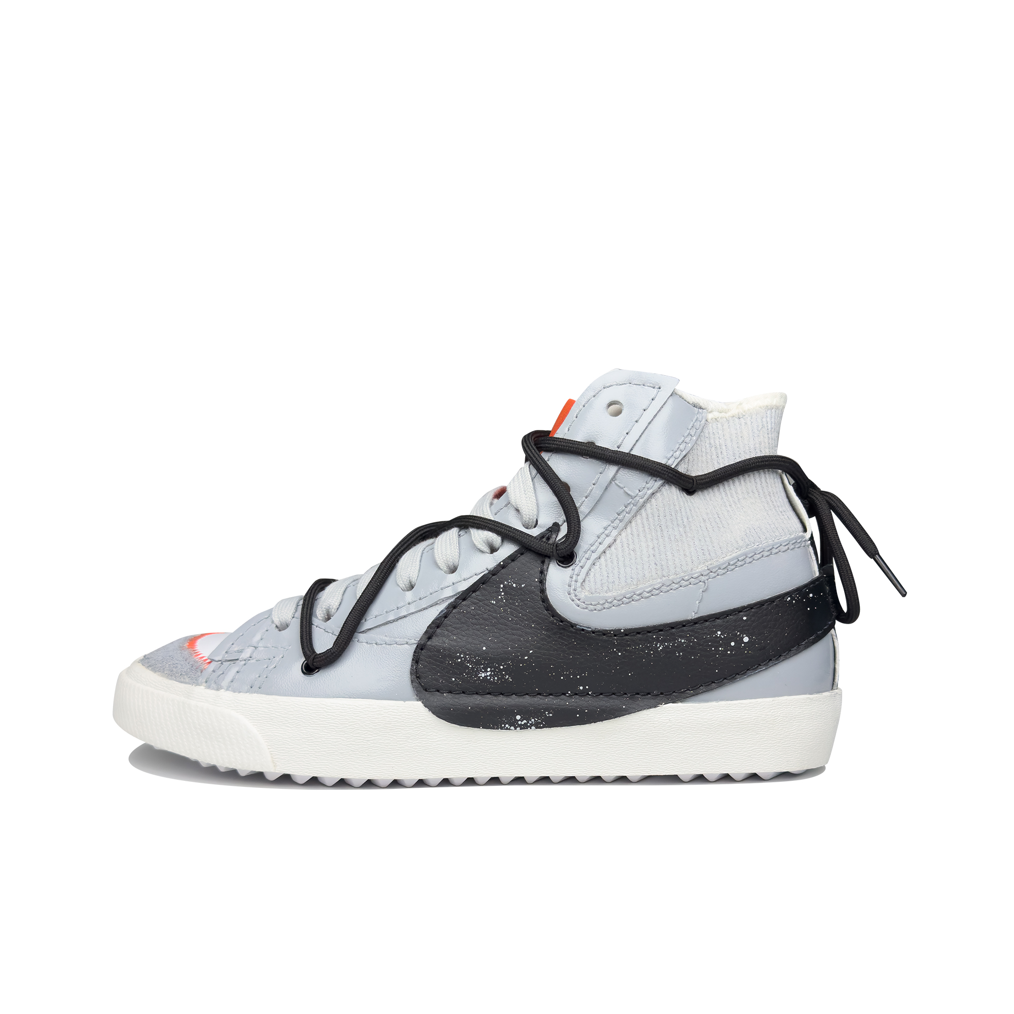 Custom Nike Blazer High - Gray Splatter Ink Lightweight Sneakers Black/White/Gray DD3111-100 (Team95-GREY Lost)