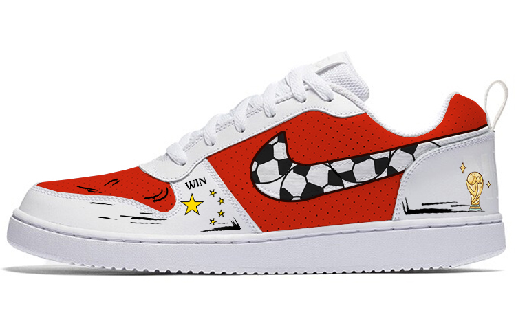 Custom Nike Court Borough 2024 Qatar World Cup China Low-Top Sneakers White/Red