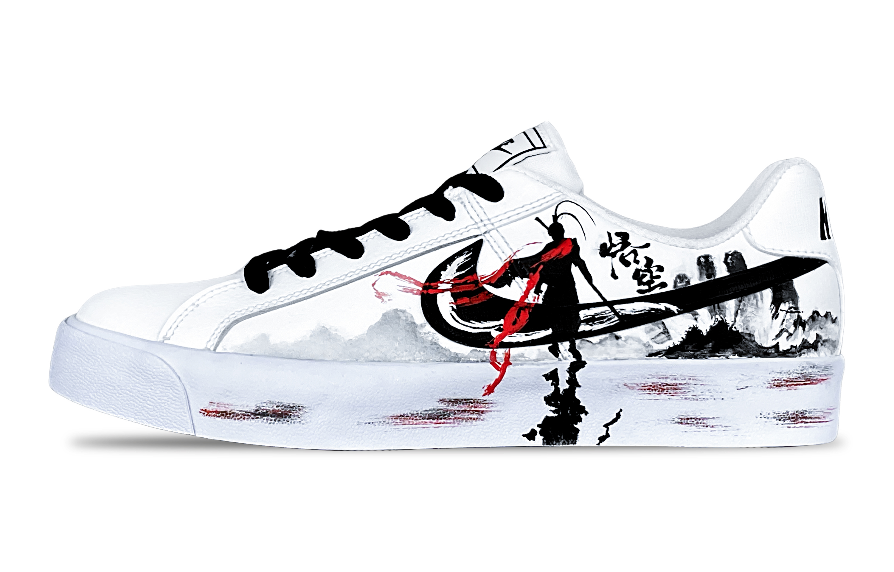 Custom Nike Court Royale AC Black Myth Wukong Low-Top Sneakers Black White BQ4222-103 (Team 267 - Black Myth: Wukong)