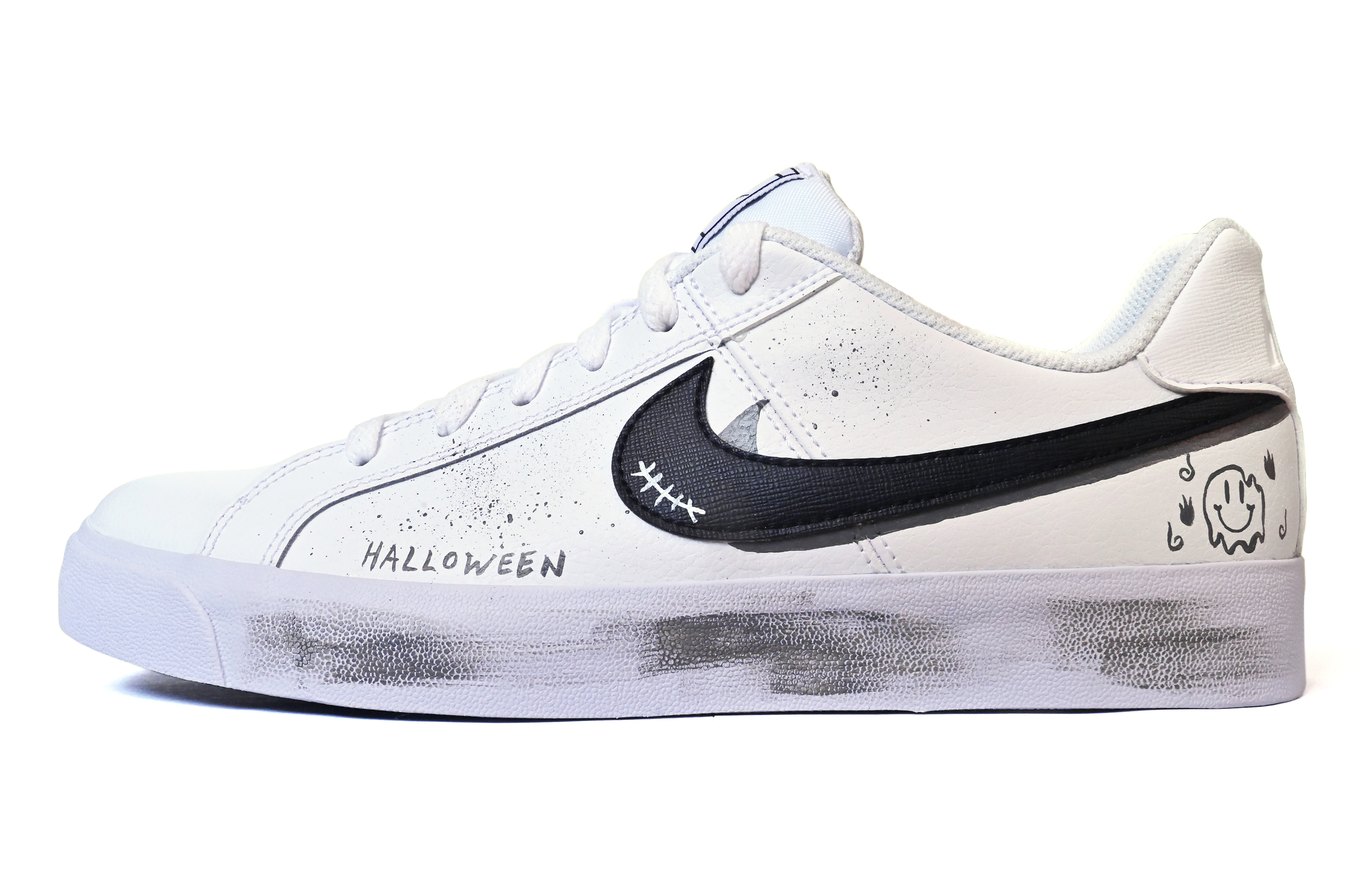 Custom Nike Court Royale AC Ghost Graffiti Hand-Painted Retro Casual Low-Top Shoes BQ4222-103 (Team107 - Ghost Graffiti)