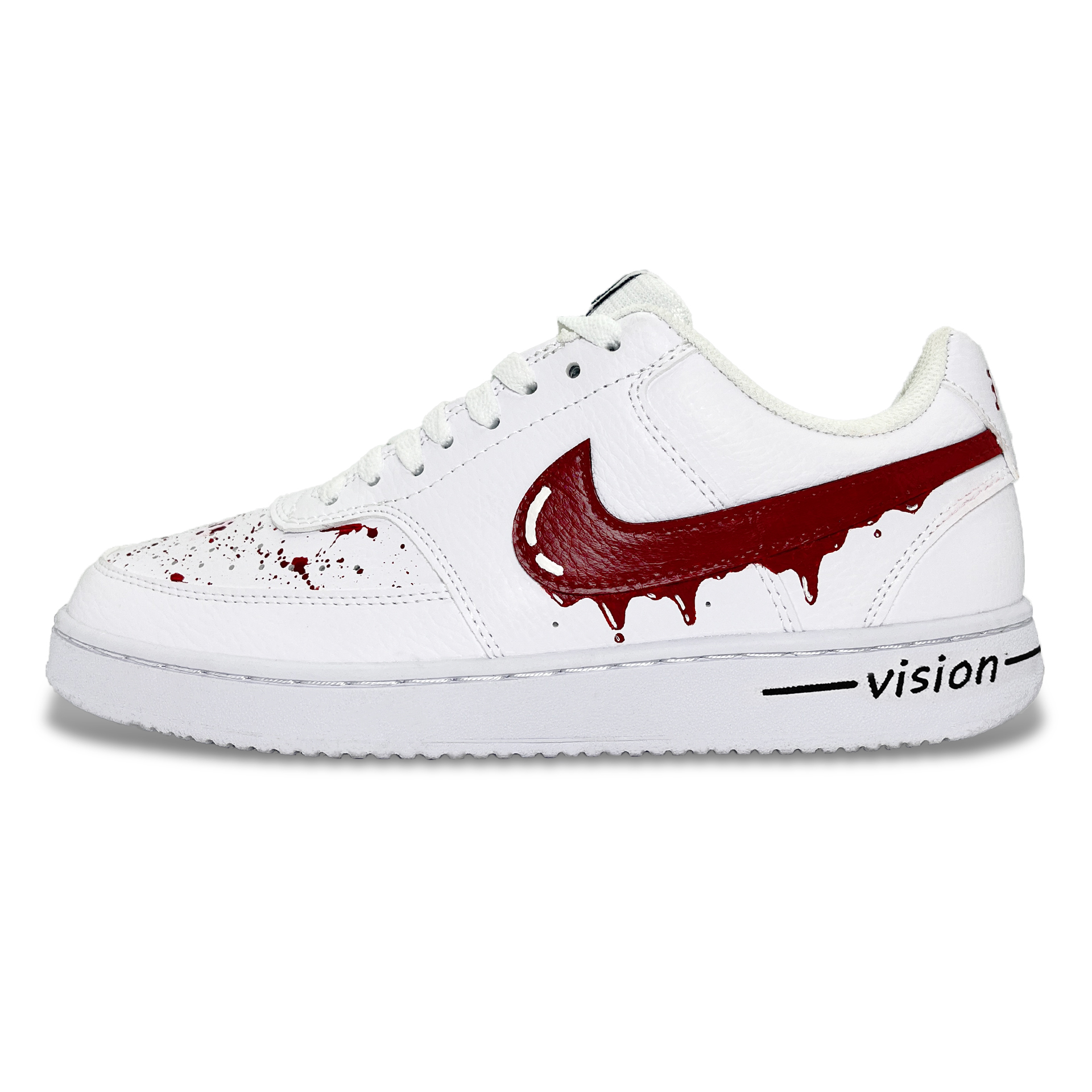 Custom Nike Court Vision 1 Crimson Flow Low-Top Sneakers Red/White Stylish DH2987-101 (Team275-Crimson Flow)