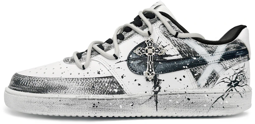 カスタム ナイキ コートビジョン1 ゴシックグラフィティ クロス レトロパンク DH2987-101 DH2987-101 (Team87 Mens Black and White "Shattered Belief" Sneakers) Buy カスタム ナイキ コートビジョン1 ゴシックグラフィティ クロス レトロパンク DH2987-101 DH2987-101 (Team87 Mens Black and White "Shattered Belief" Sneakers)