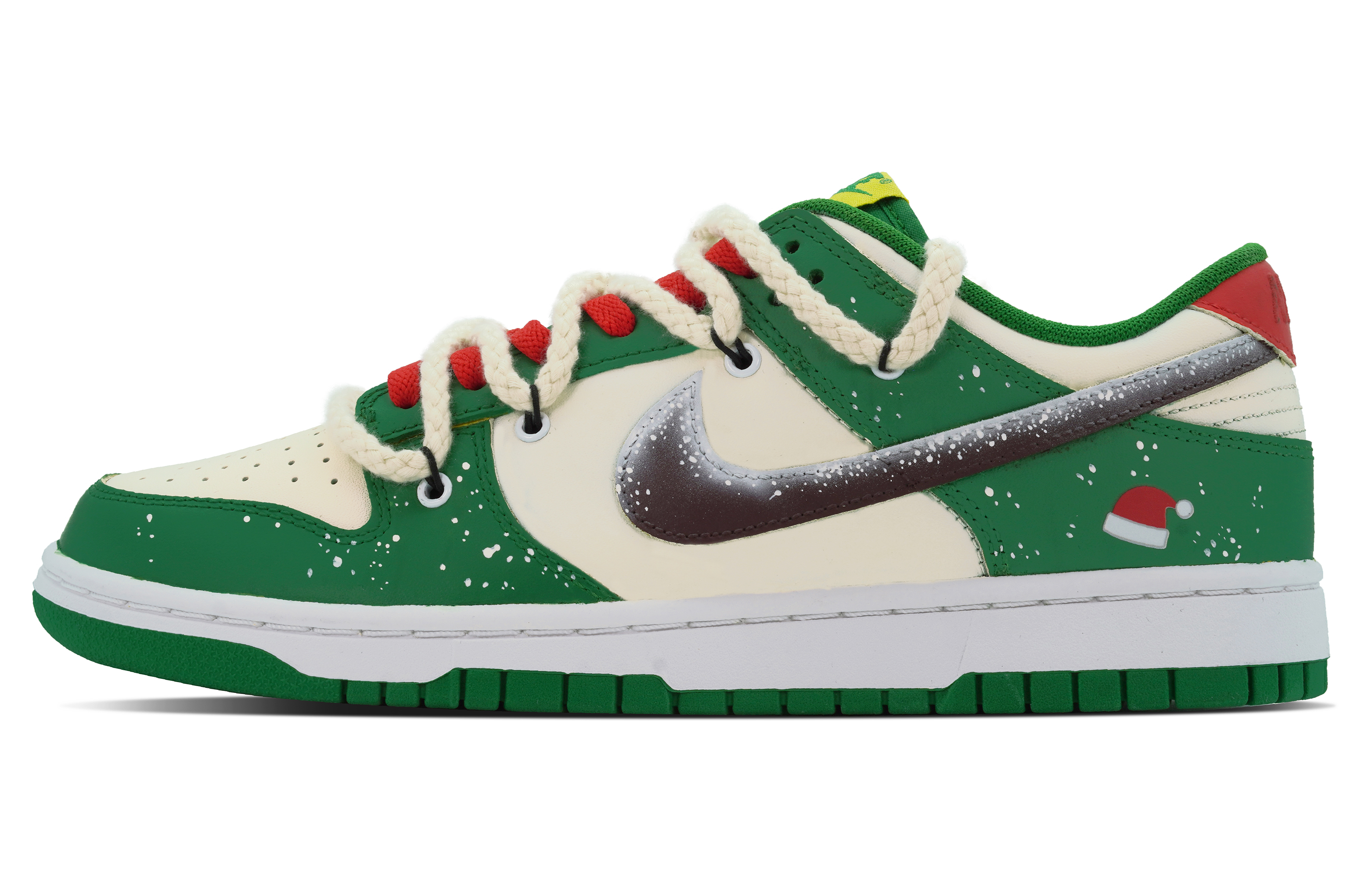 Custom Nike Dunk Christmas Snowfall Festive Low-Top Sneakers Men Beige/Red/Green DV0833-300 (Team84-Christmas First Snow)