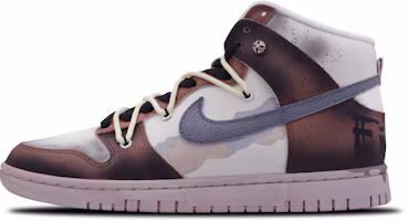 Custom Nike Dunk High EMB Sunset Fire English Graffiti Brown Sneakers. DV0822-100 (Team78 - Sunset Battlefire) Custom Nike Dunk High EMB Sunset Fire English Graffiti Brown Sneakers. DV0822-100 (Team78 - Sunset Battlefire)