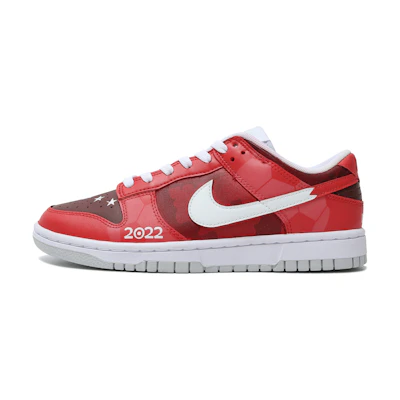 Custom Nike Dunk Low 2022 Qatar World Cup Red White Sneakers Unisex
