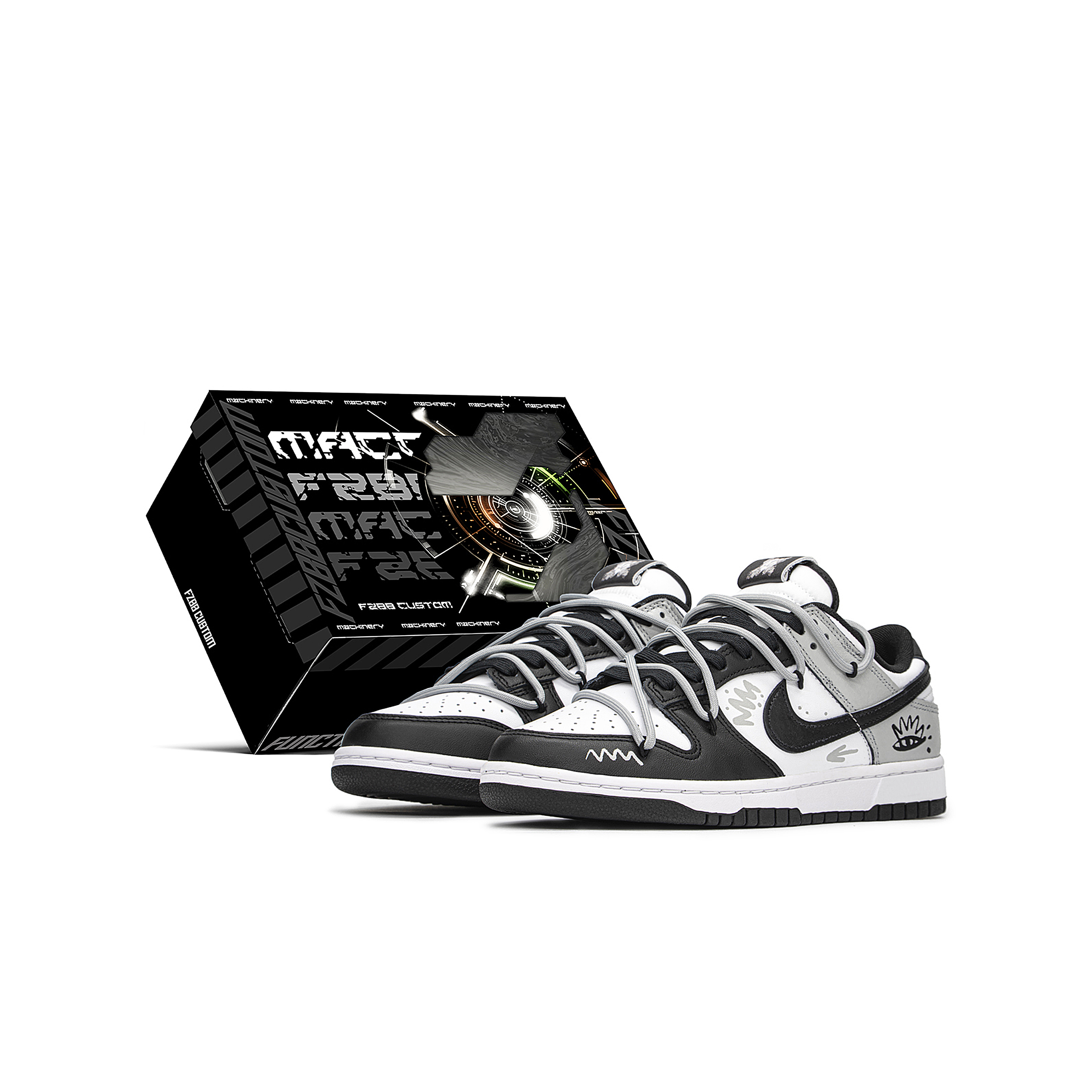 Custom Nike Dunk Sneakers Panda Black White Low Top Breathable Shoes DD1391-100 (Team A - Graffiti Unbound S-BOX)